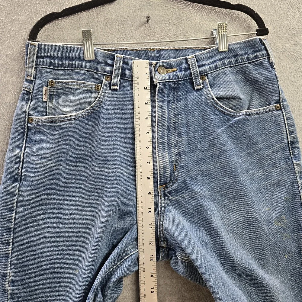 VINTAGE Carhartt Men Jeans 33X34 Blue Denim B18 DST Traditional Fit Y2K READ